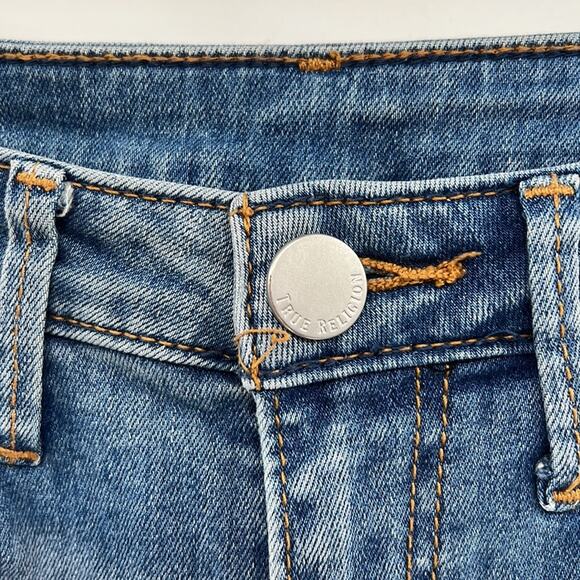 True Religion High Waist Stove Pip Patched Jeans - 27 - Picture 3 of 10